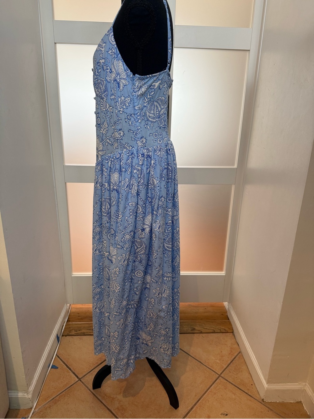 Roller Rabbit Light Blue Paisley Spaghetti-Strap Maxi, M - Picture 2 of 11